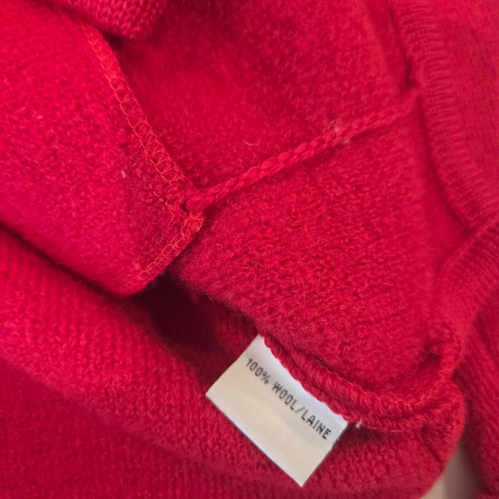 Talbots Petites Red 100% Wool Button Front Cardigan Sweater Jacket Women Medium - Picture 5 of 10